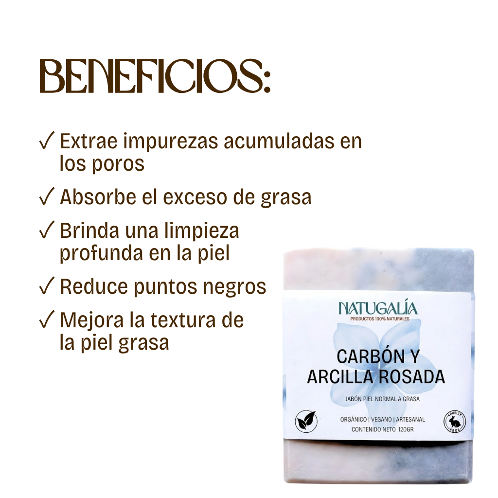 Jabón de Arcilla Rosada y Carbón | DETOX